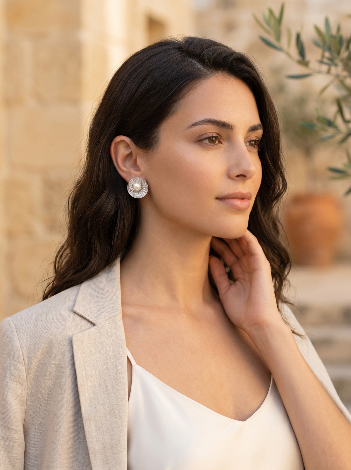 Dulcinea | Pearl Stud Earrings with Spiral Shell Detail