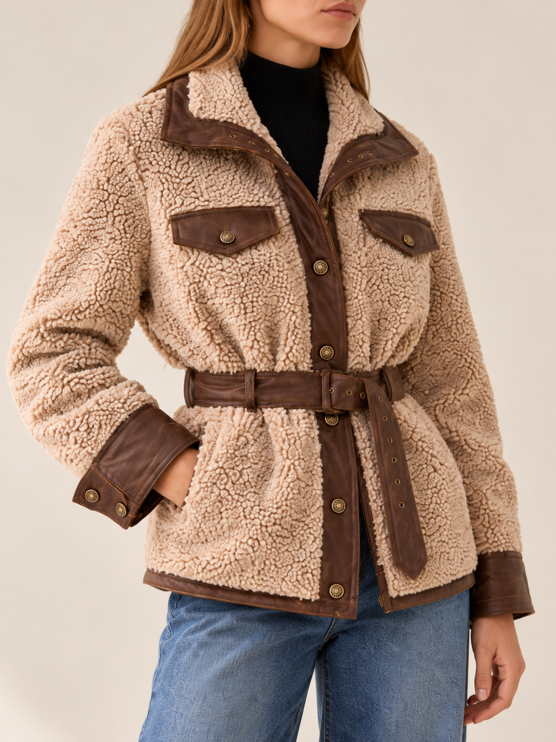 Edwina | Women's Belted Sherpa Jacket Winter