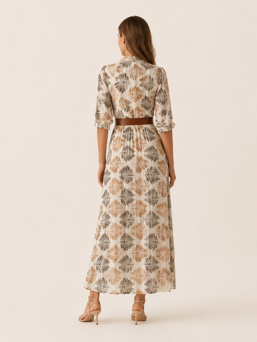 Elaina | Patterned Maxi Dress with Elbow Sleeves