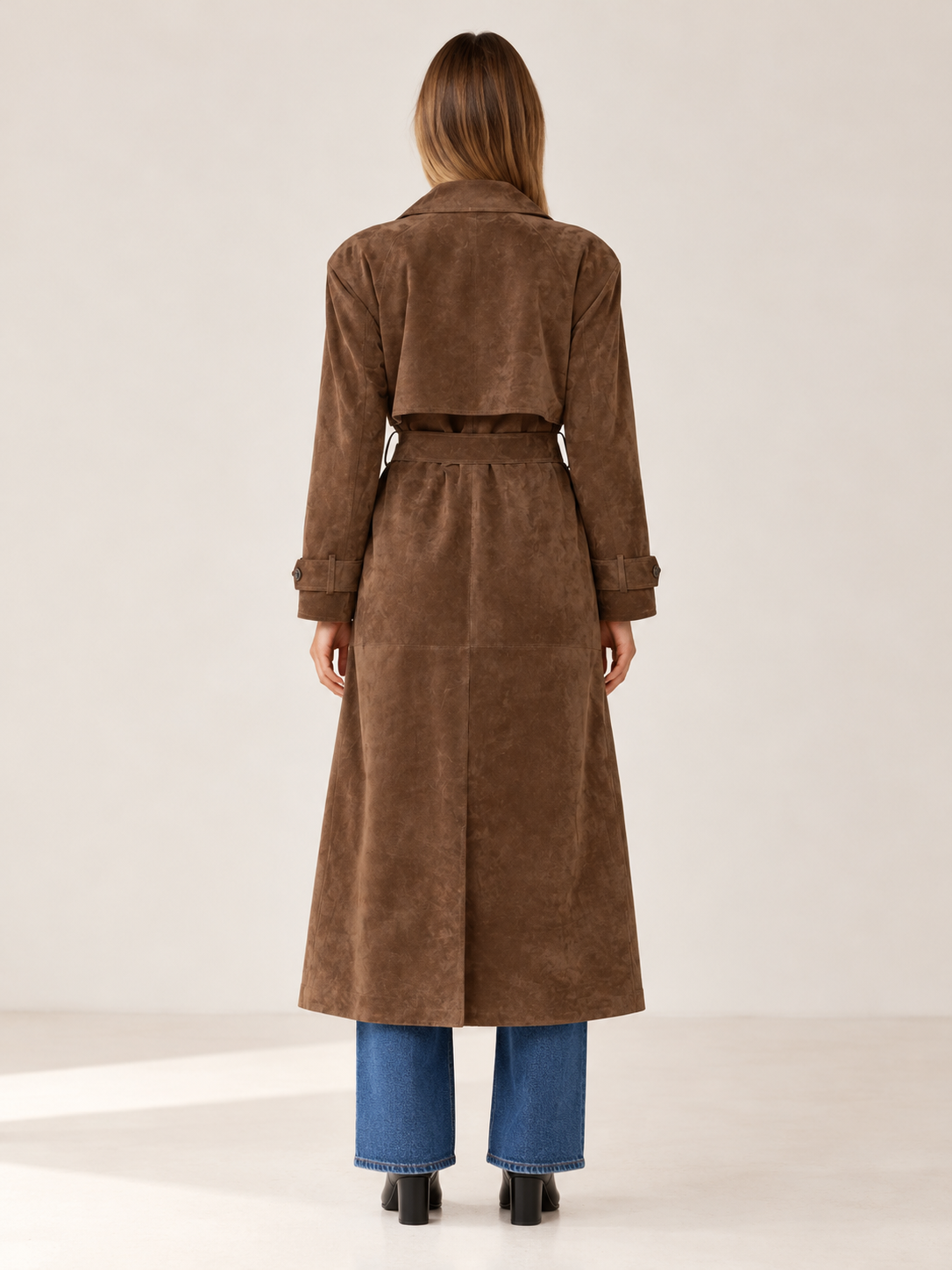 Elaine | Women's Belted Faux Suede Trench Coat Fall