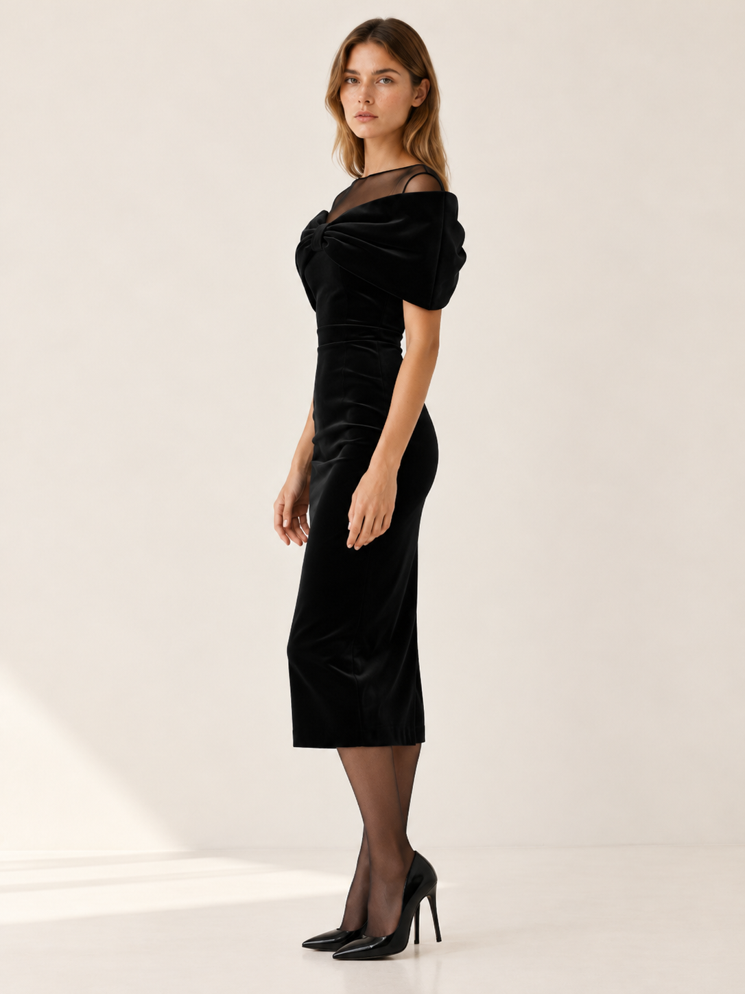 Elanor | Women's Bodycon Velvet Midi Dress Holiday Party