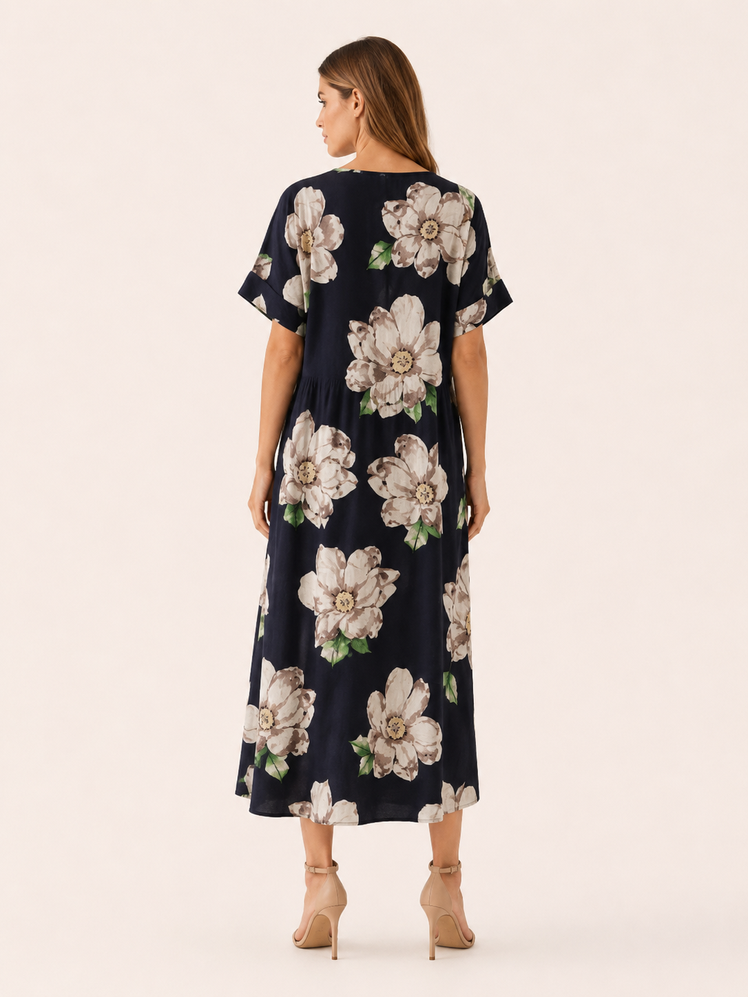 Eleanor | Plus Size Floral Maxi Dress with Vintage Print Cotton-Linen Blend