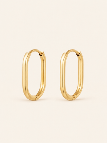 Elina | Oval Hoop Earrings with Polished Finish