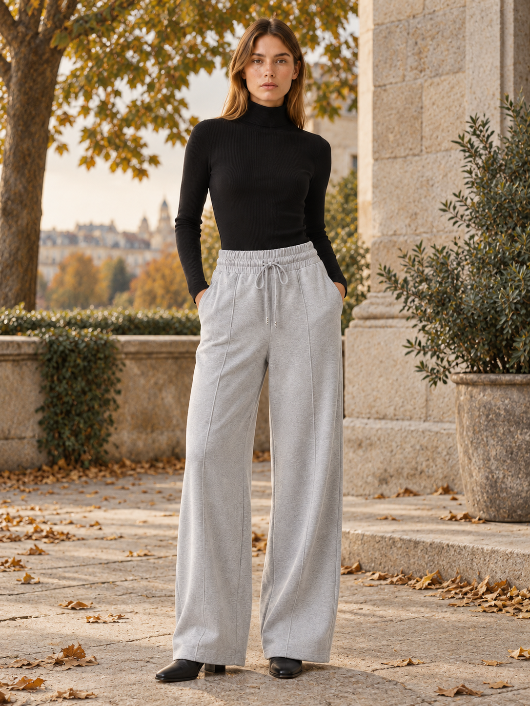 Elliana | Women's Pintuck Drawstring Wide Leg Pants Fall