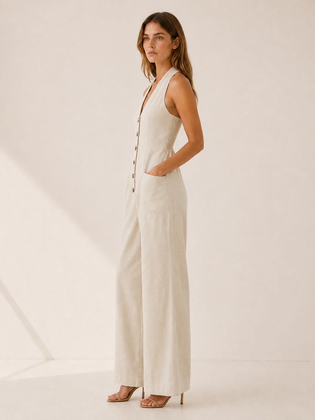 Elmina | Halter Jumpsuit with Wide Leg and Open Back