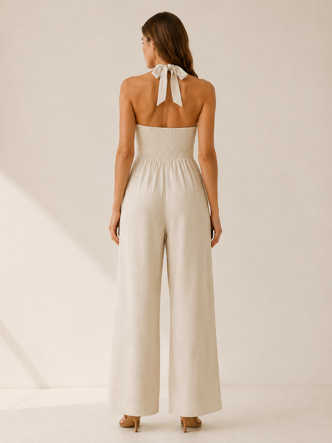 Elmina | Halter Jumpsuit with Wide Leg and Open Back