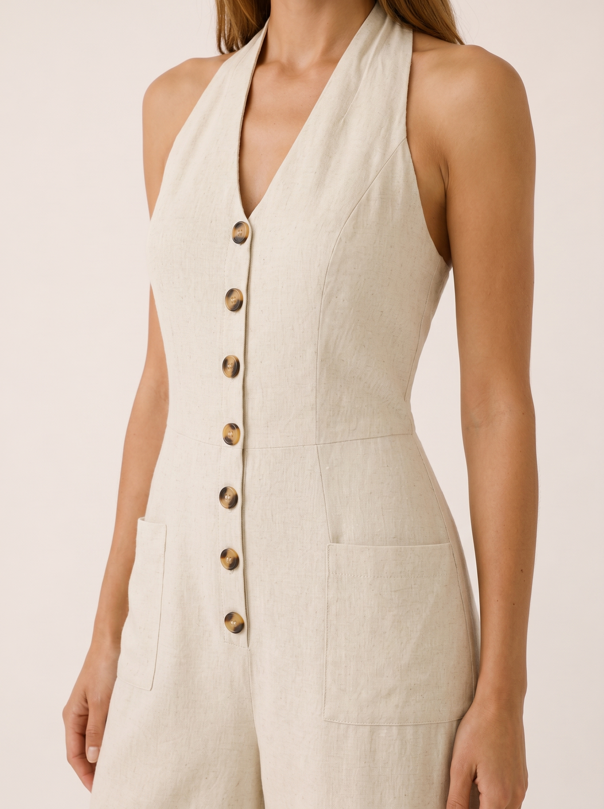 Elmina | Halter Jumpsuit with Wide Leg and Open Back