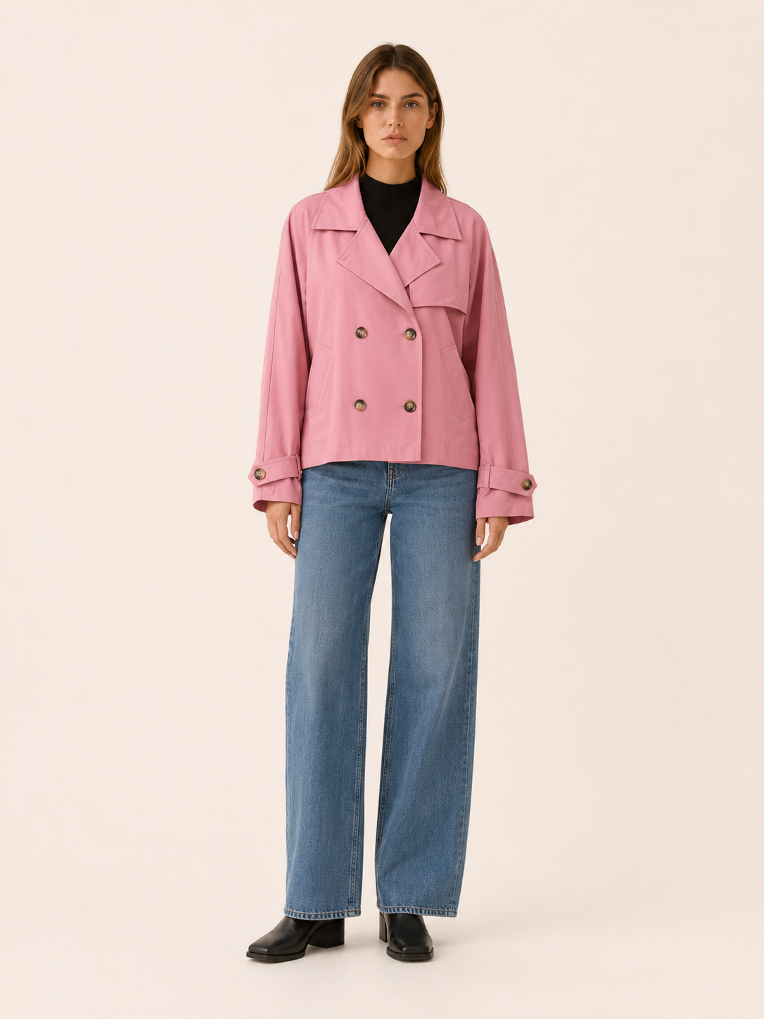 Eloisa | Short Trench Coat with Double-Breasted Front