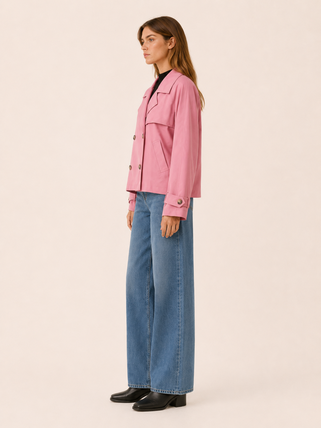 Eloisa | Short Trench Coat with Double-Breasted Front