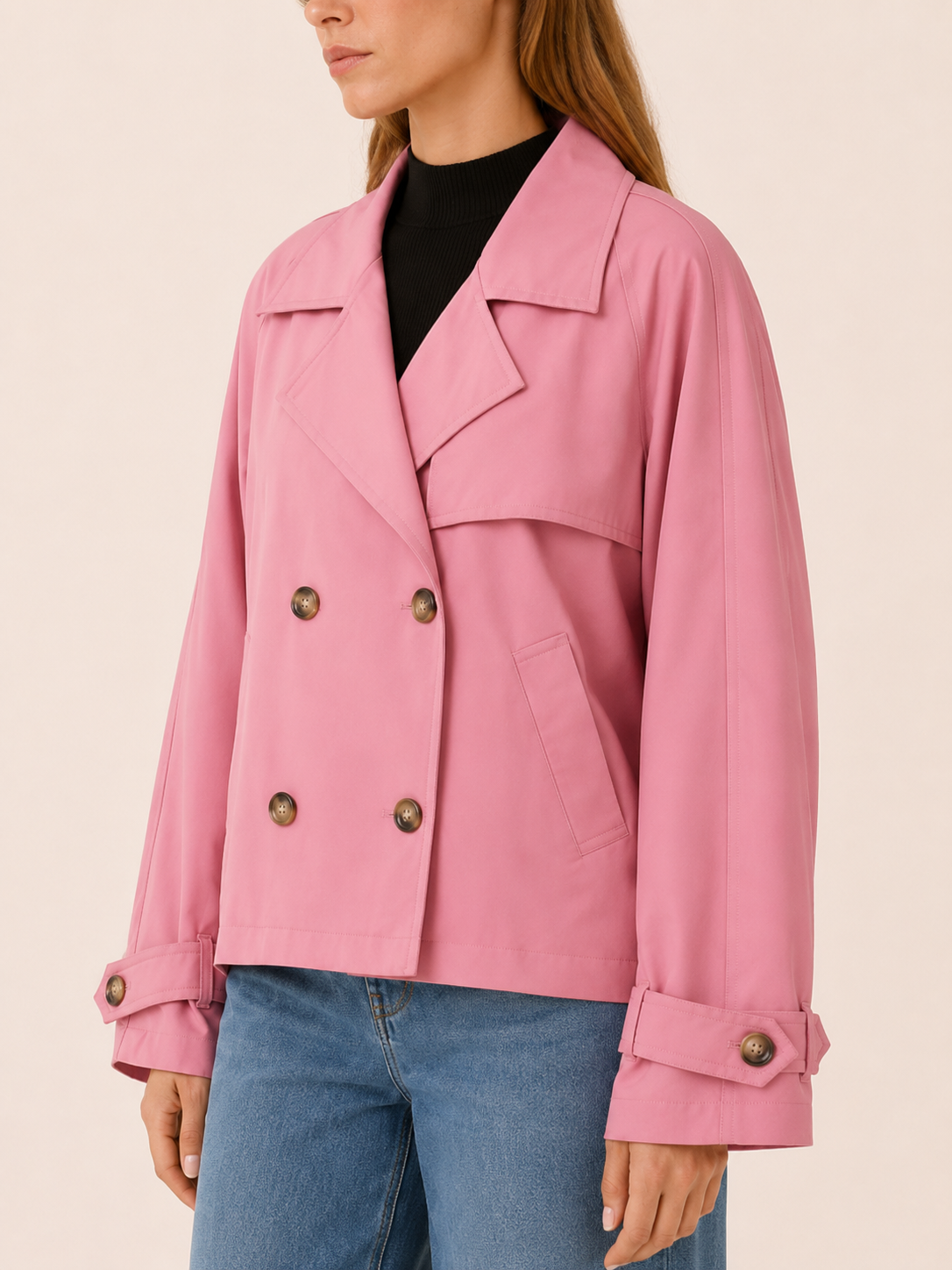 Eloisa | Short Trench Coat with Double-Breasted Front