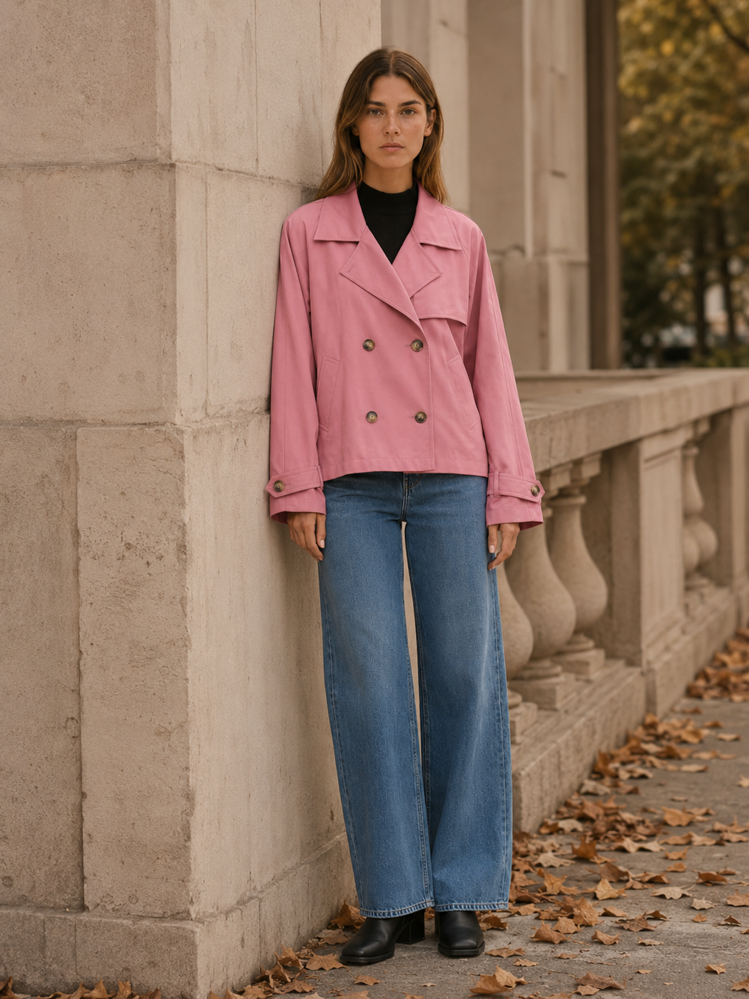 Eloisa | Short Trench Coat with Double-Breasted Front