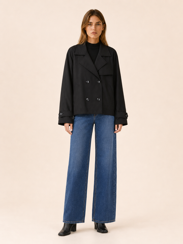 Elowen | Short Trench Coat with Double-Breasted Front