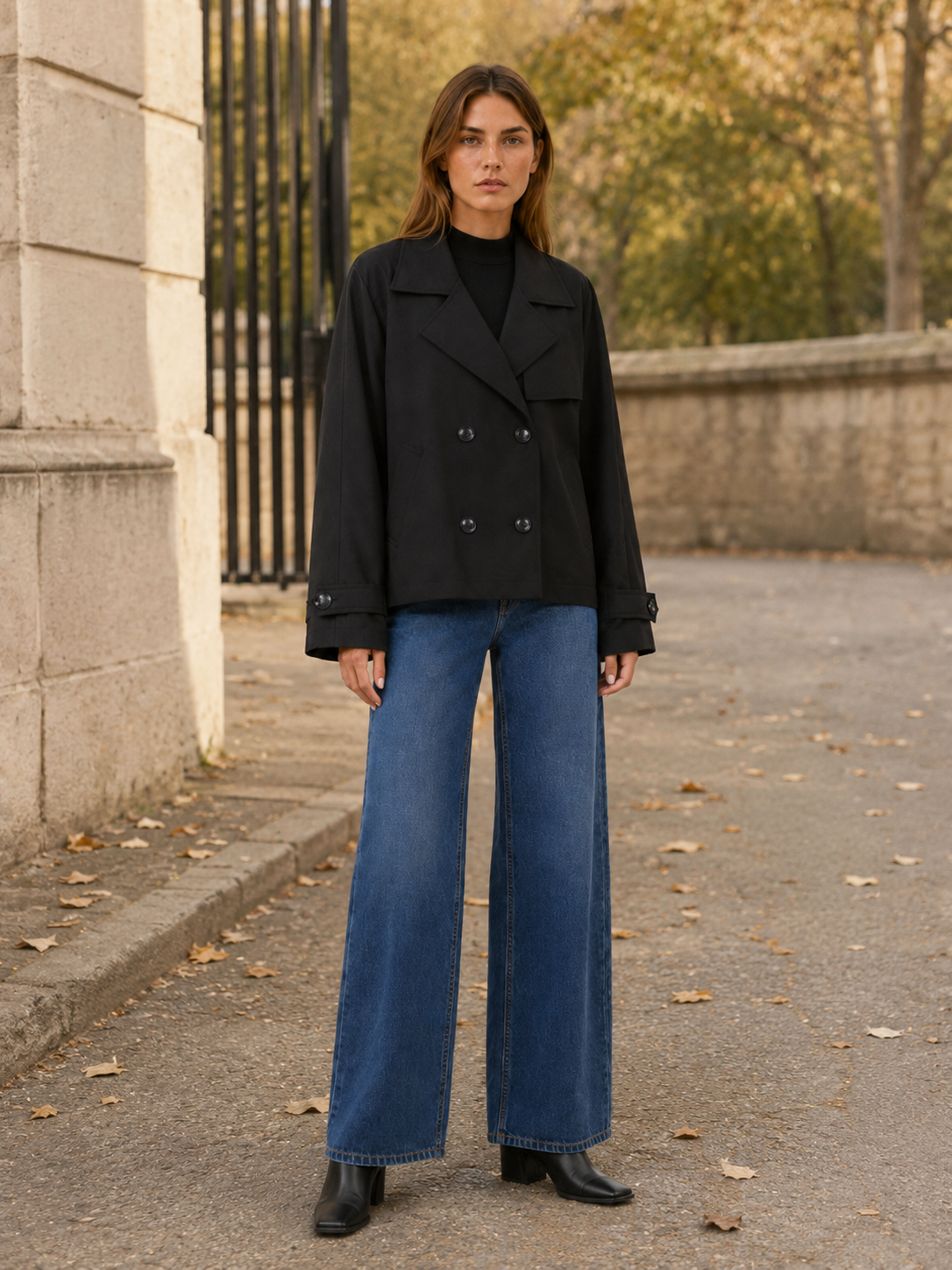 Elowen | Short Trench Coat with Double-Breasted Front