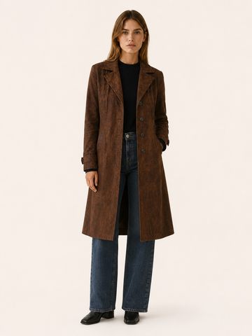 Elspeth | Long Trench Coat with Relaxed Longline Fit