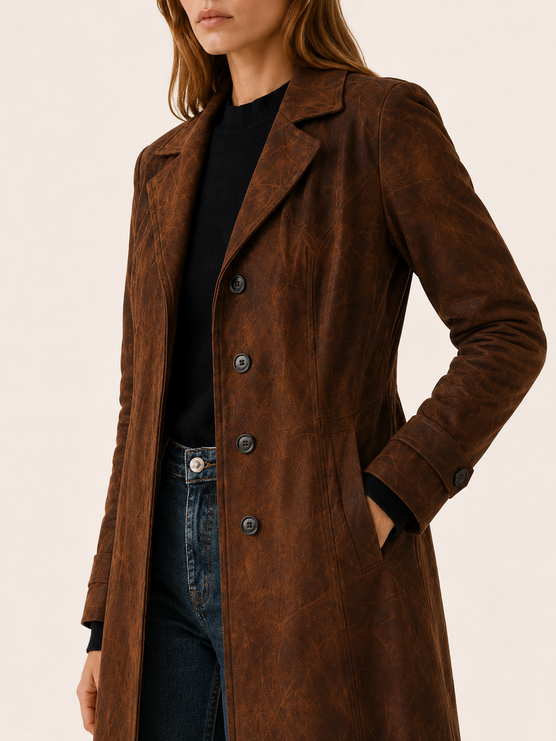 Elspeth | Long Trench Coat with Relaxed Longline Fit