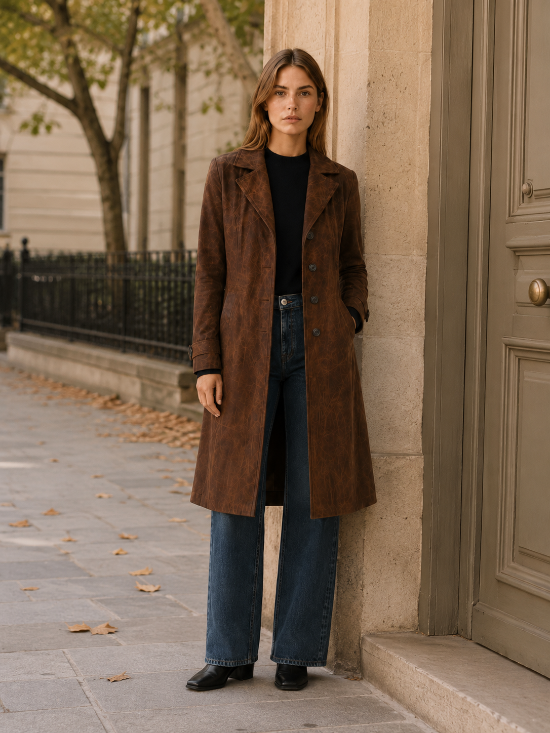 Elspeth | Long Trench Coat with Relaxed Longline Fit