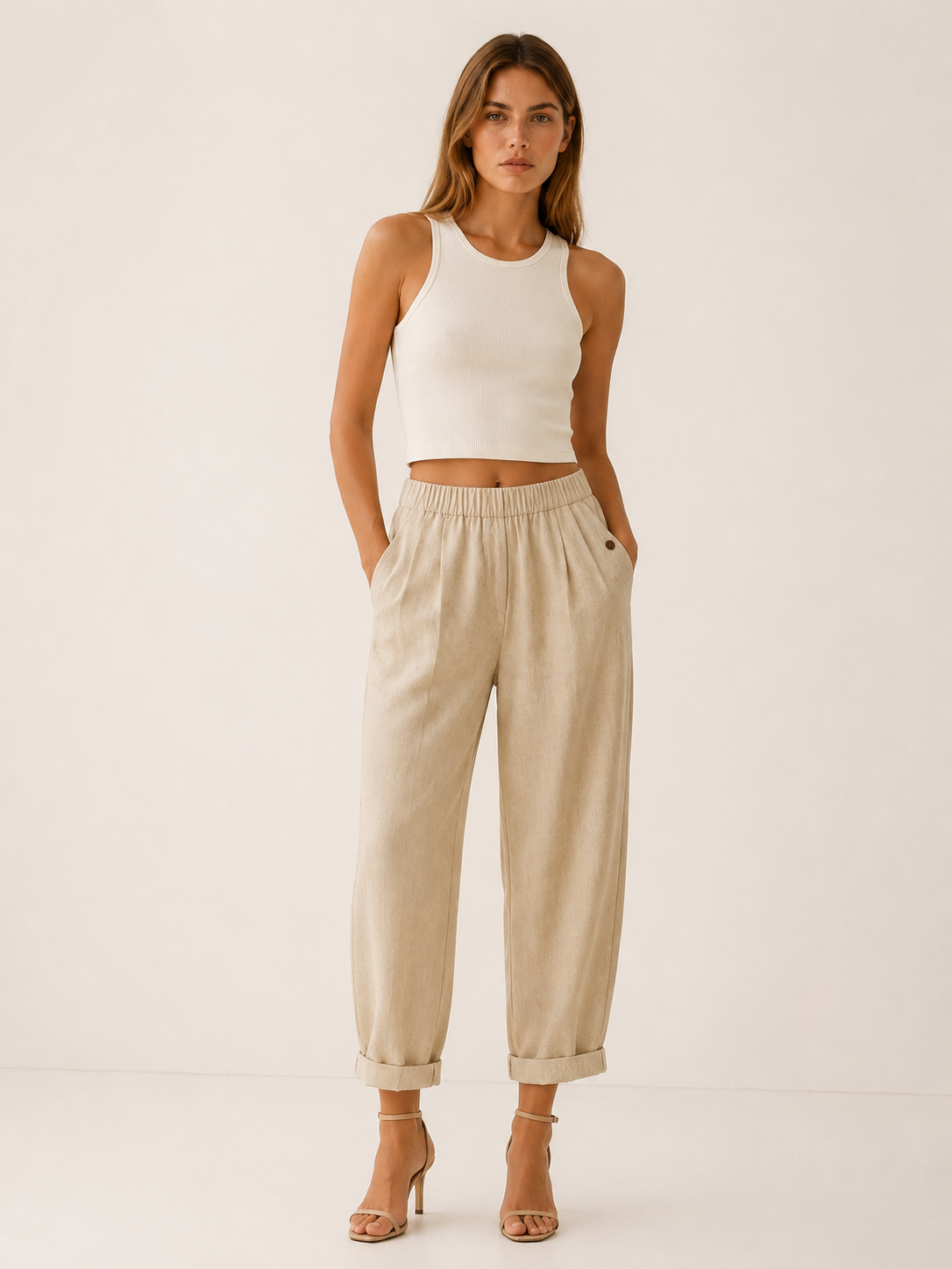 Elspeth | Linen Trousers with Side Pockets