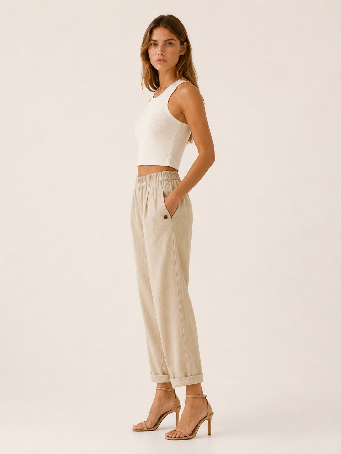 Elspeth | Linen Trousers with Side Pockets