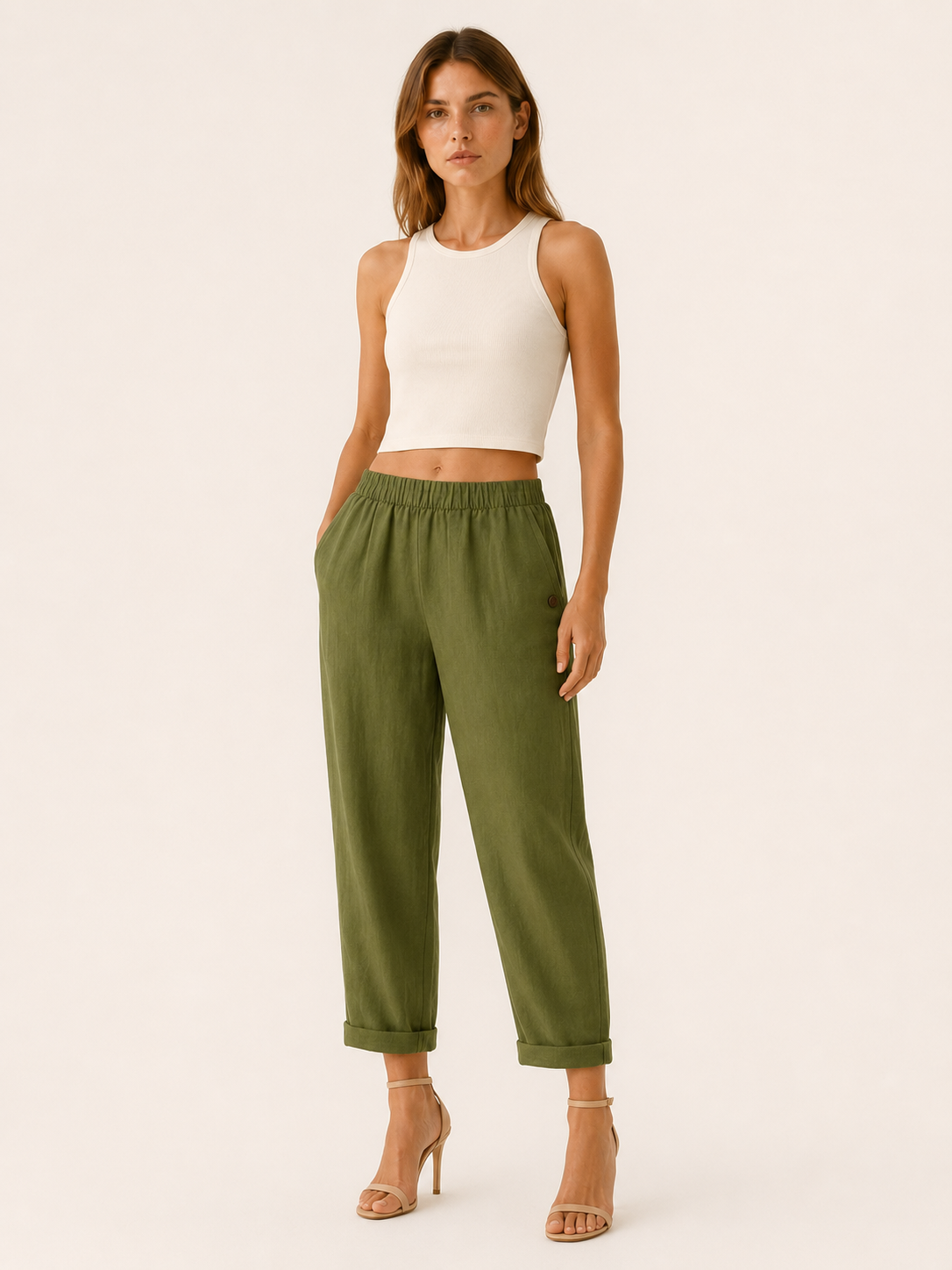 Elspeth | Linen Trousers with Side Pockets