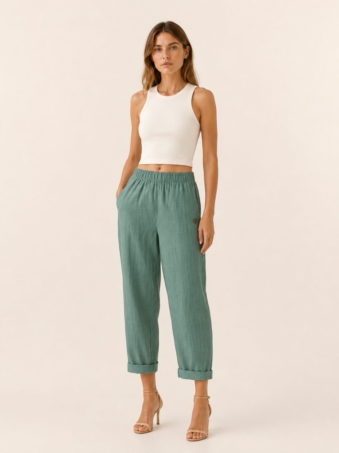 Elspeth | Linen Trousers with Side Pockets