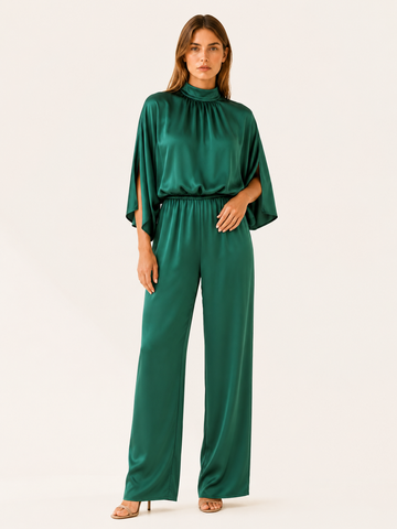 Elva | Cape Sleeve Jumpsuit with Wide-Leg Trousers