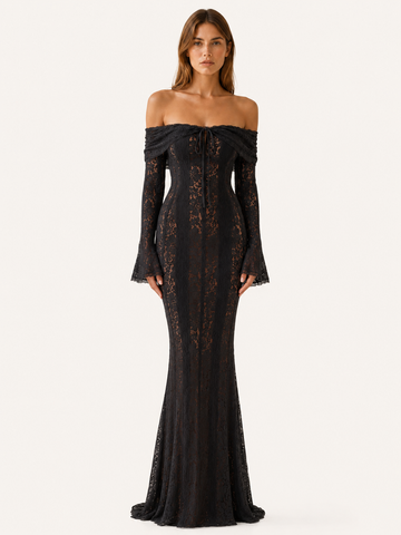 Eryndel | Lace Maxi Dress with Off-Shoulder Neckline