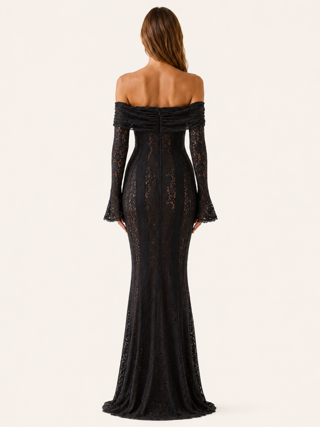 Eryndel | Lace Maxi Dress with Off-Shoulder Neckline