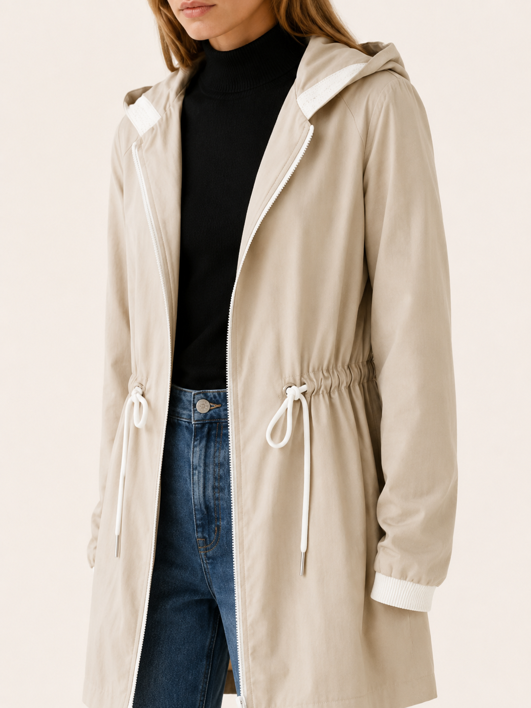 Estelle | Lightweight Jacket with Drawstring Waist and Hood