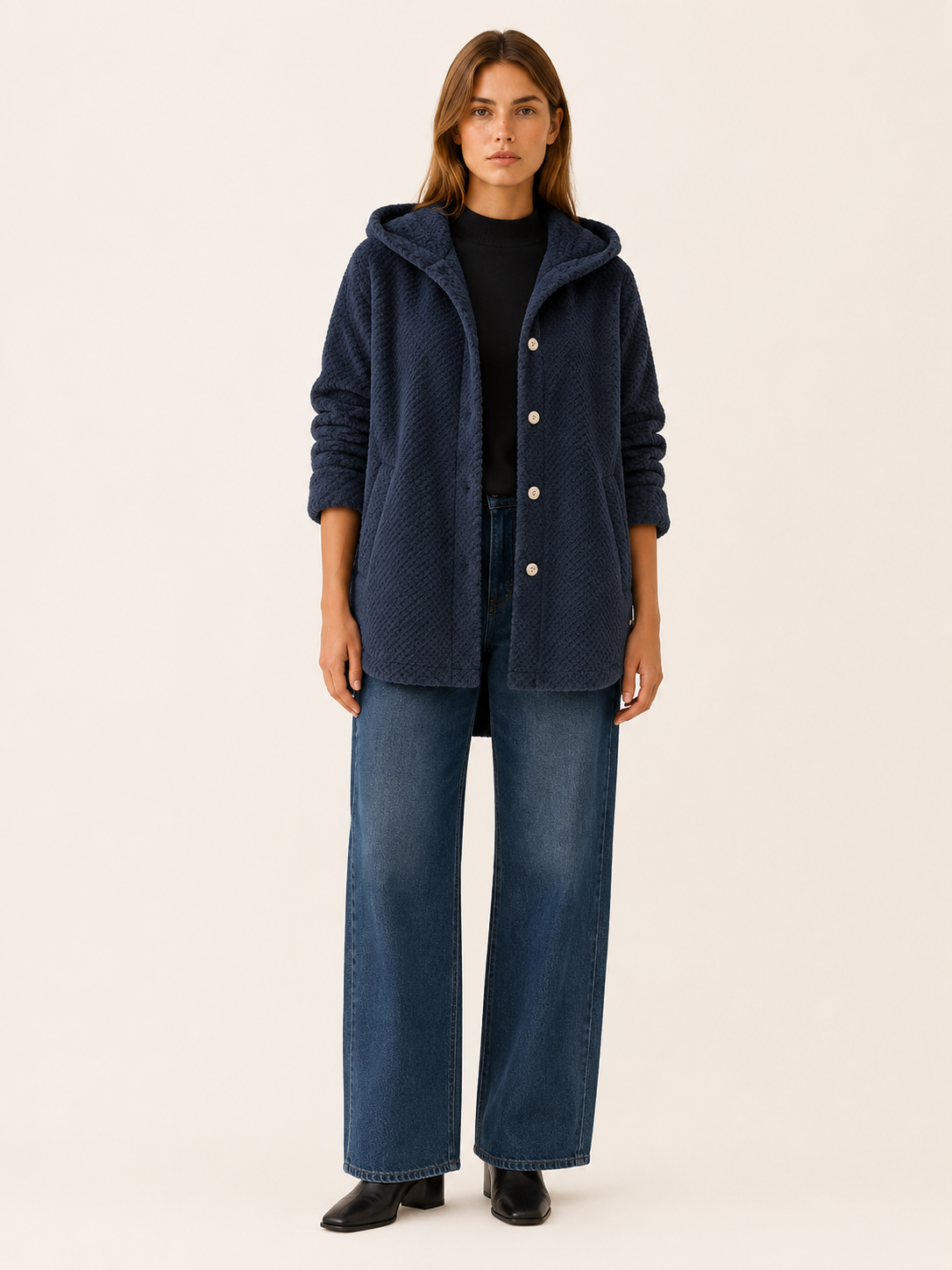 Eudoxia | Women's Button Front Hooded Longline Jacket