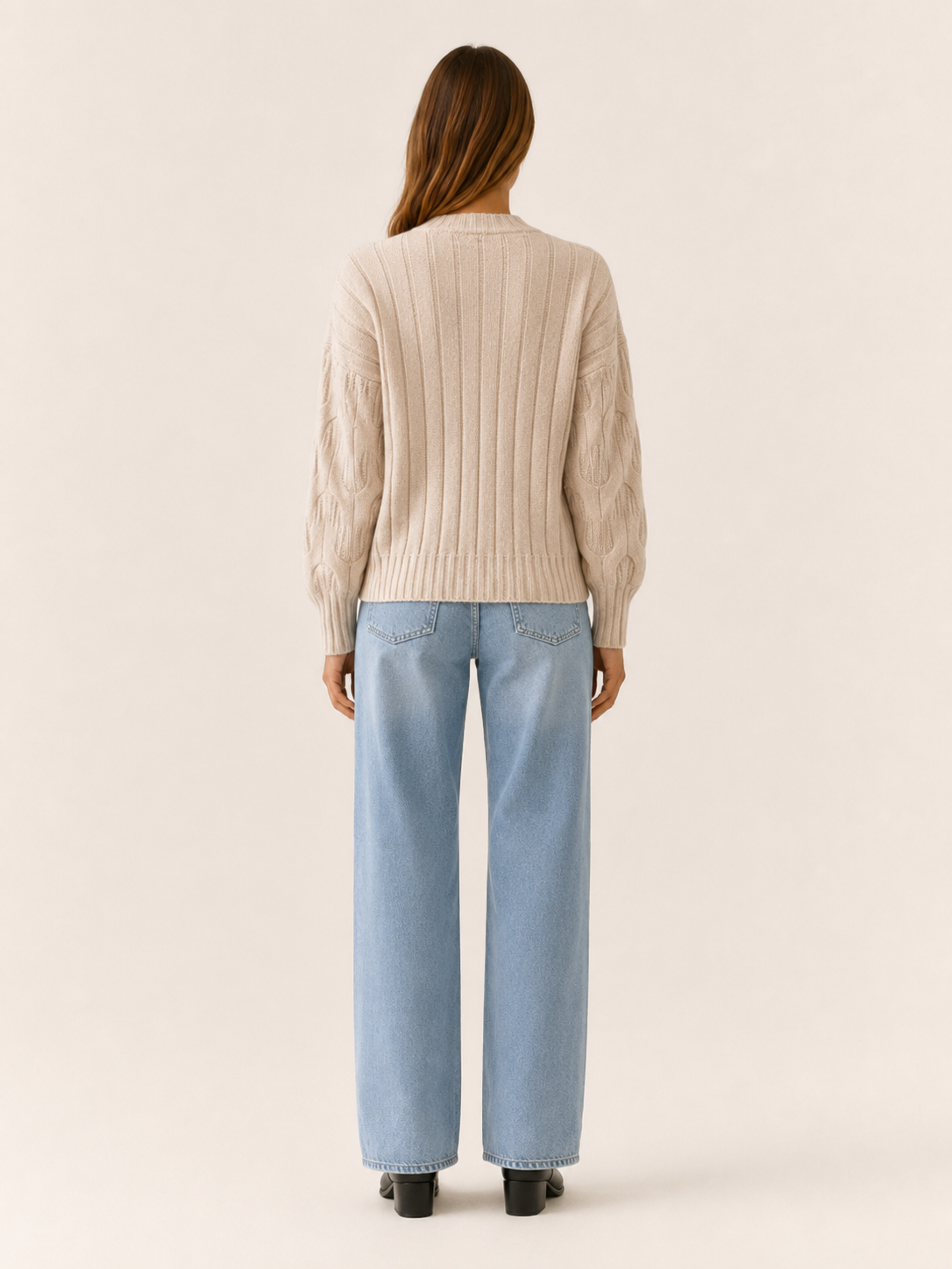 Euphrasie | Round Neck Sweater with Textured Detail