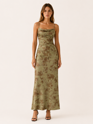 Evelina | Floral Maxi Dress with Ruched Bodice