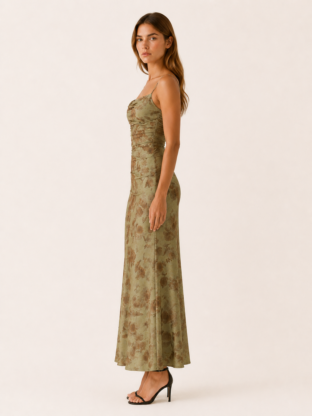 Evelina | Floral Maxi Dress with Ruched Bodice