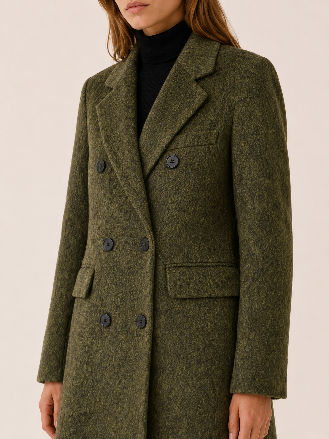 Evelyn | Long Coat with Double-Breasted Front and Tailored Fit