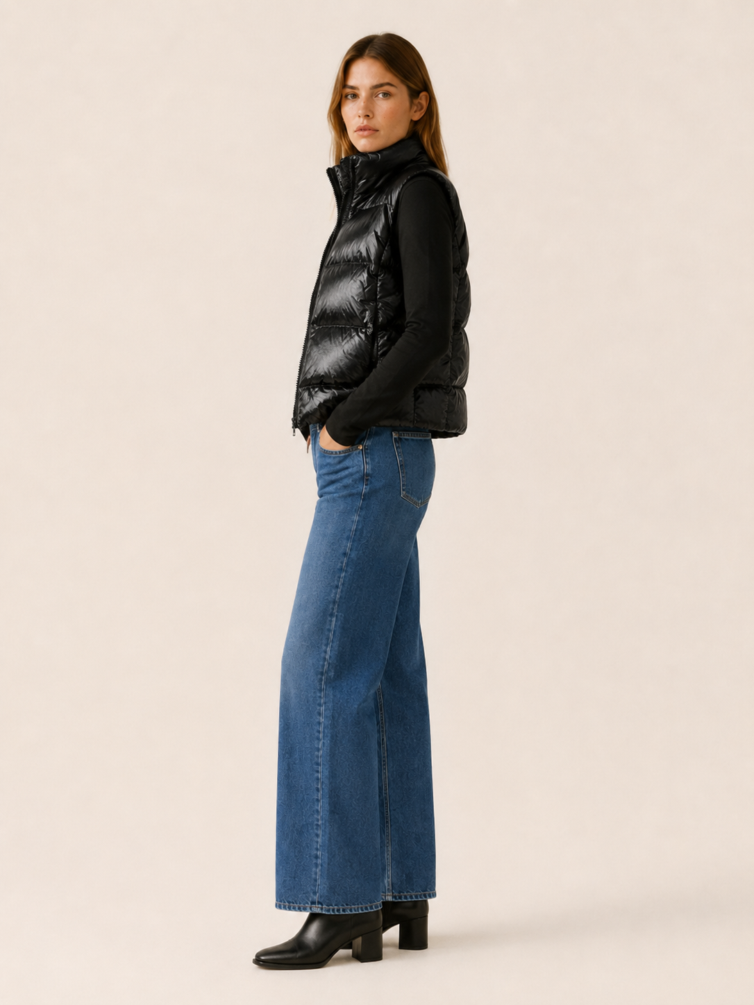 Fallon | Women's High Neck Puffer Vest with Zip Front