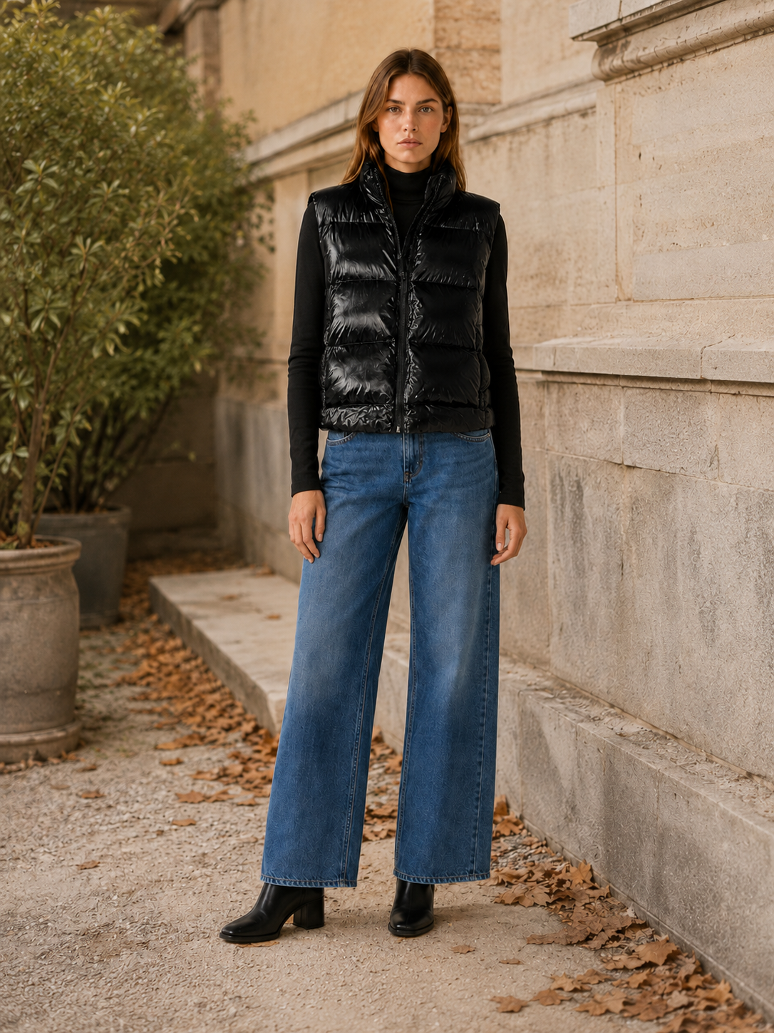 Fallon | Women's High Neck Puffer Vest with Zip Front