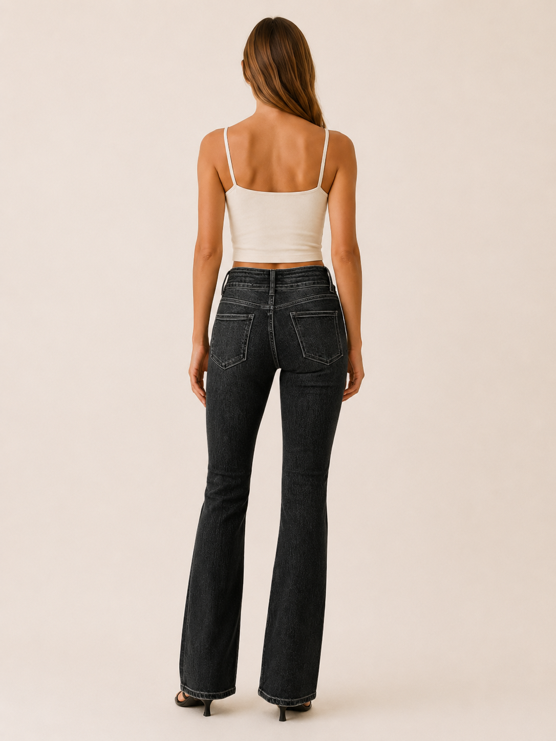 Fenella | High Waist Bootcut Jeans with Double Button