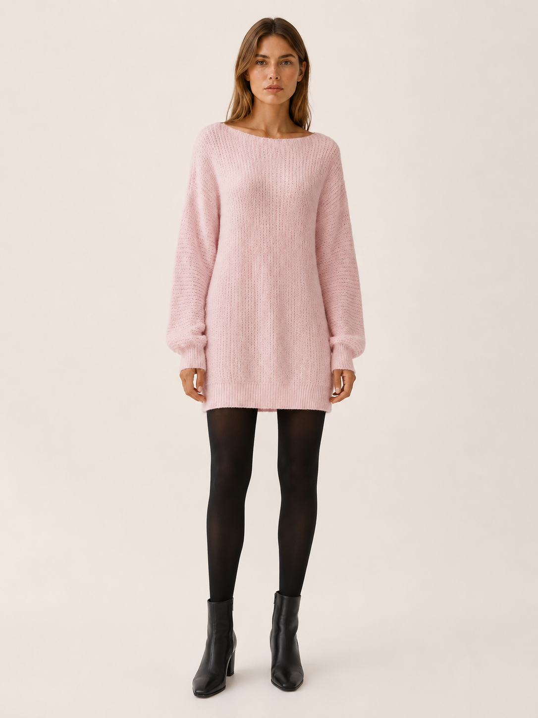 Fiora | Sweater Dress with Bardot Neckline and Mini Fit