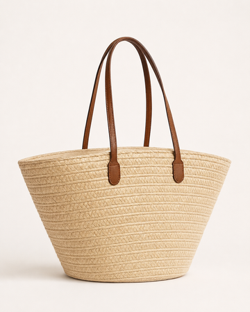 Fiora | Woven Tote Bag with Shoulder Handles