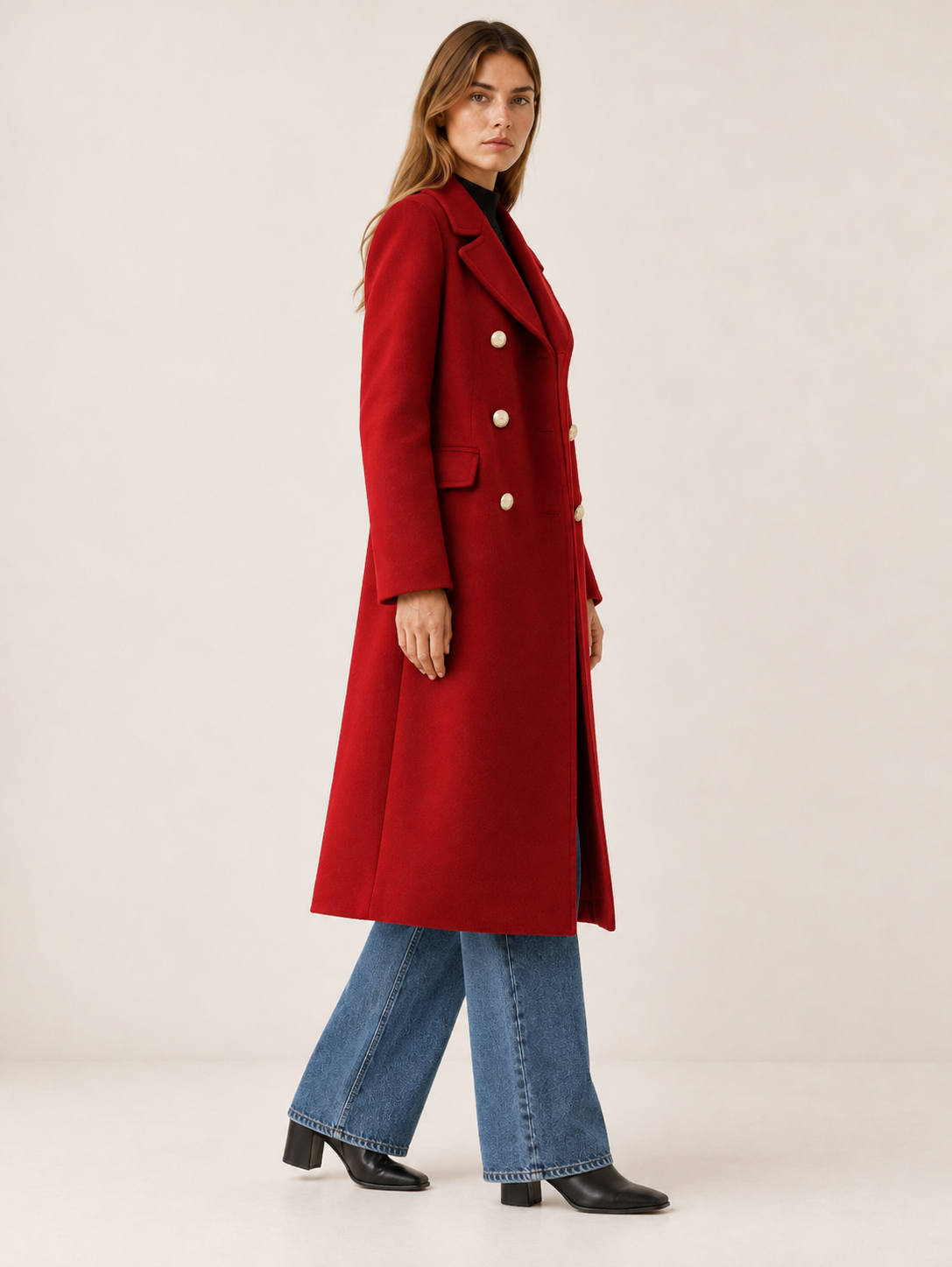 Fleur | Women's Double-Breasted Long Coat Winter