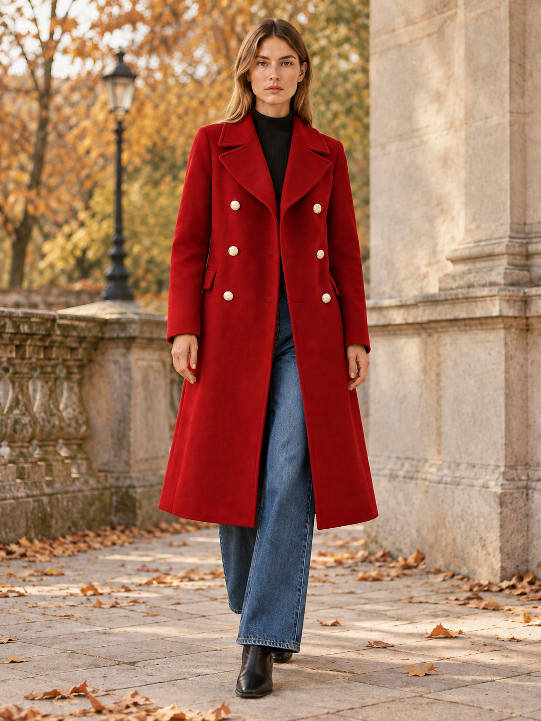 Fleur | Women's Double-Breasted Long Coat Winter