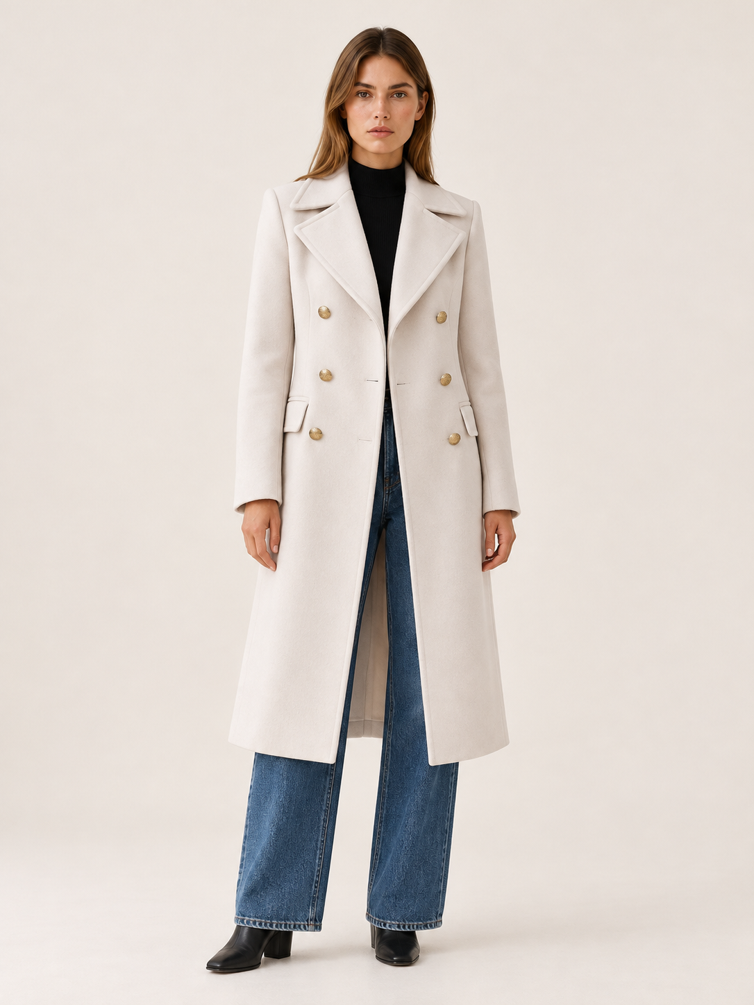 Fleur | Women's Double-Breasted Long Coat Winter
