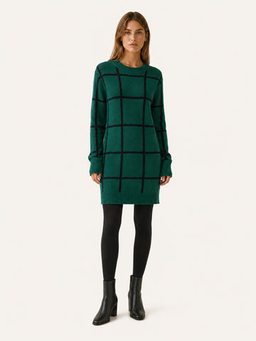 Florence | Sweater Dress with Plaid Pattern and Mini Fit