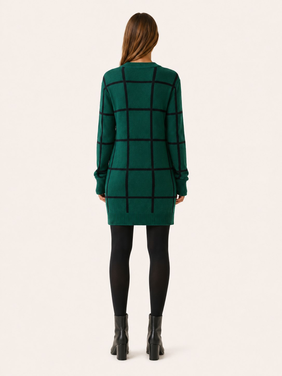 Florence | Sweater Dress with Plaid Pattern and Mini Fit