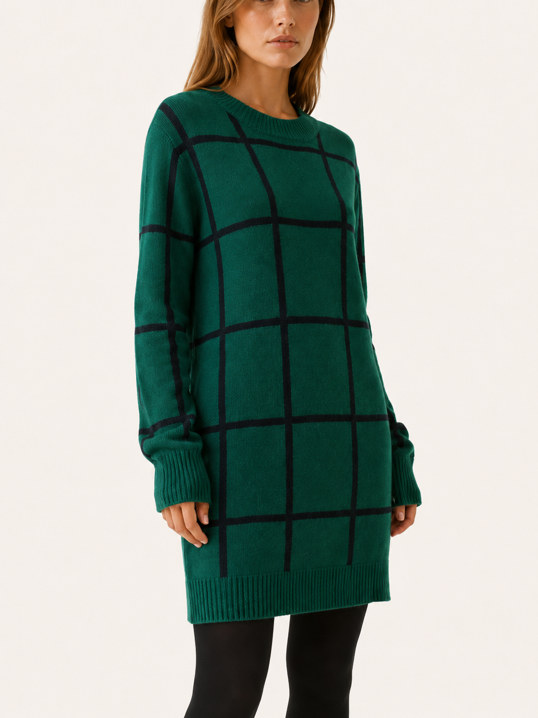 Florence | Sweater Dress with Plaid Pattern and Mini Fit