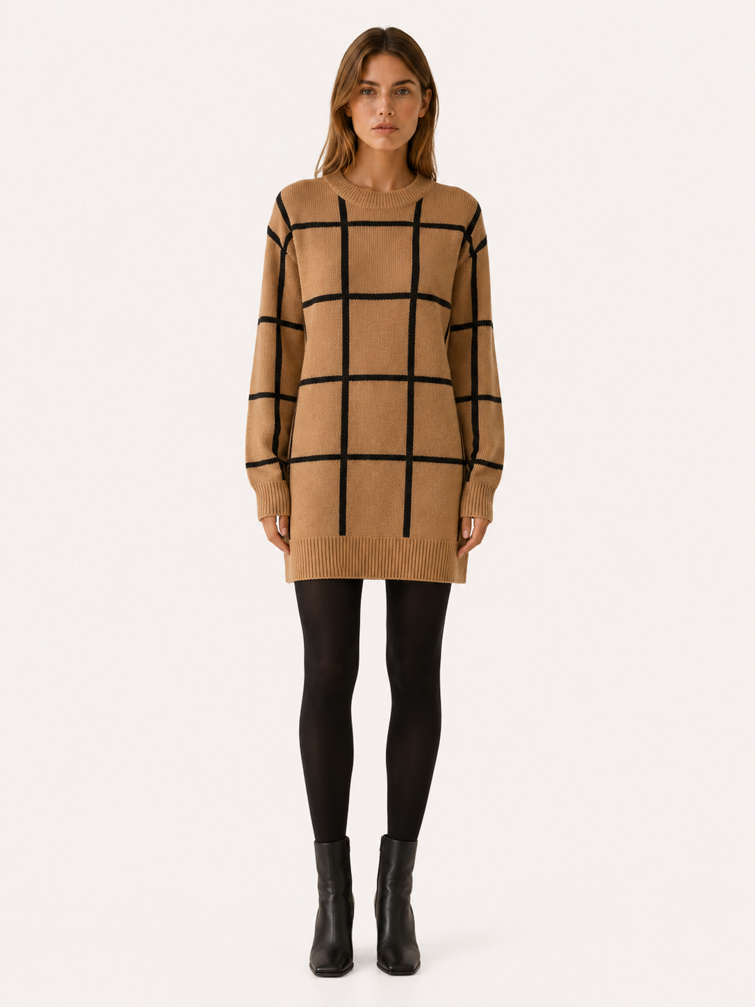 Florence | Sweater Dress with Plaid Pattern and Mini Fit
