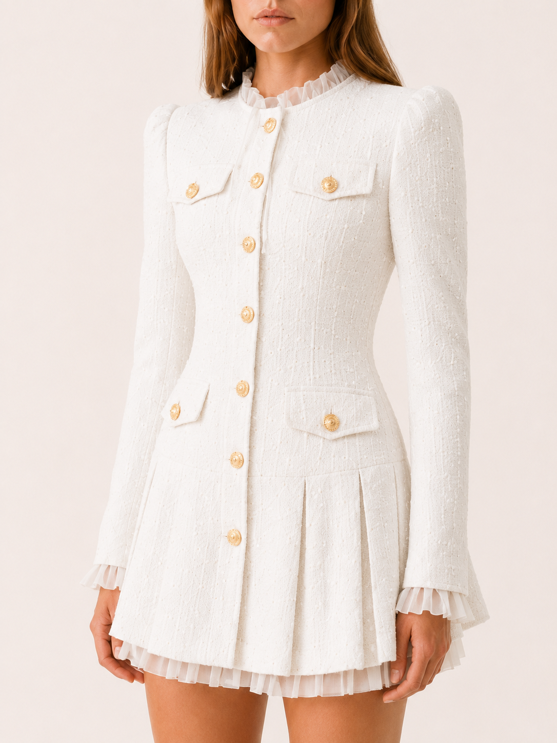Gemma | Tweed Mini Dress with Long Sleeves