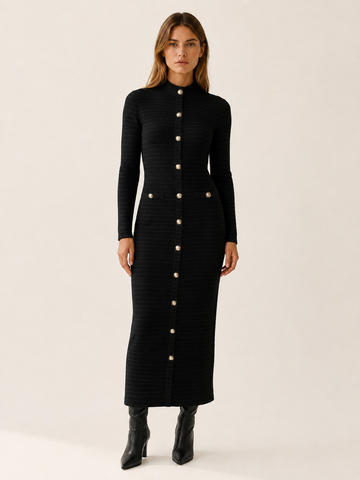 Georgina | Women's Textured Button Front Midi Dress