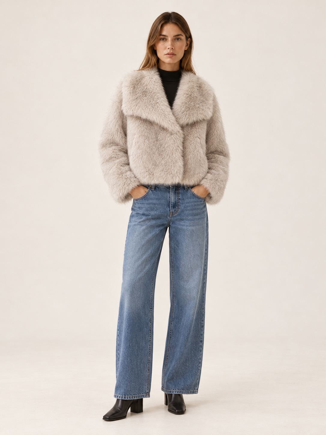 Gia | Women's Cropped Faux Fur Jacket Winter