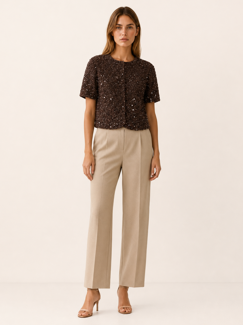 Greer | Sequin Top with Puff Sleeves