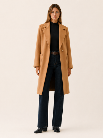 Greer | Long Trench Coat with Single-Button Front